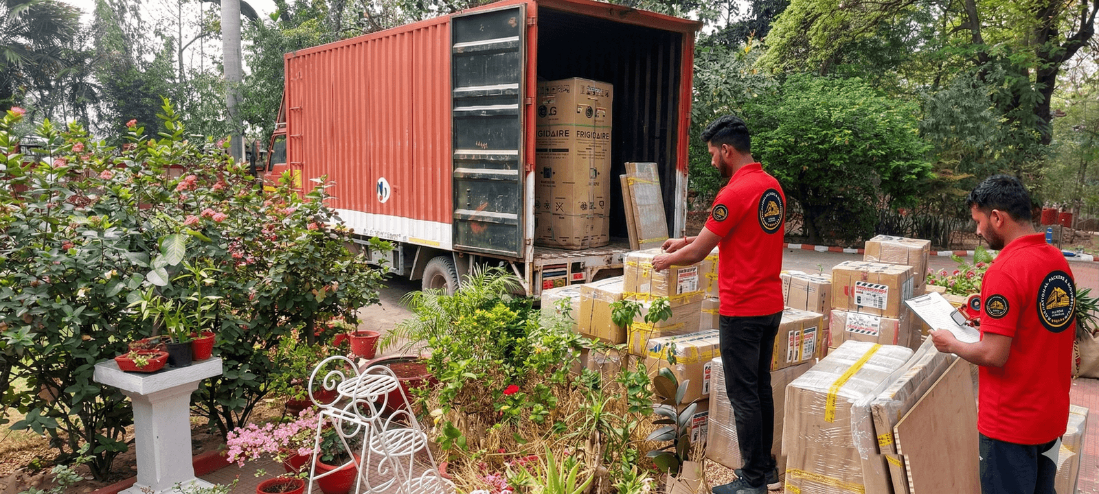 National Packers & Movers — Closed Container Truck Loading
